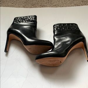 100% leather black booties